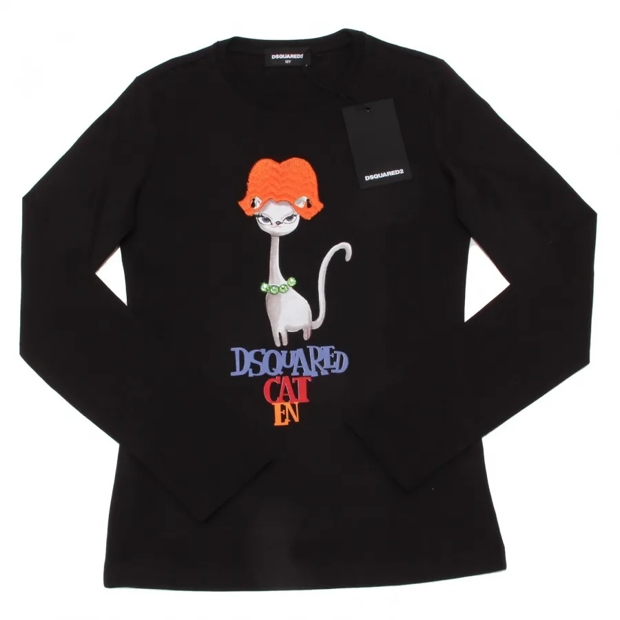 7025O maglia nera bimba DSQUARED2 cotone  maglie t-shirts kids