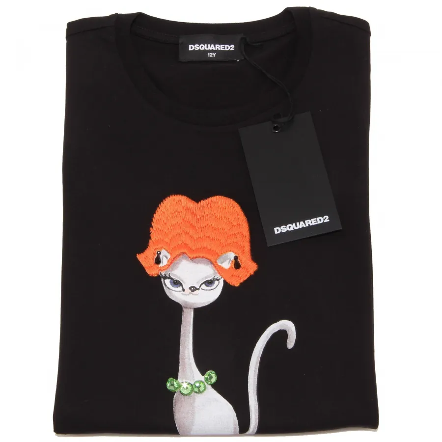7025O maglia nera bimba DSQUARED2 cotone  maglie t-shirts kids