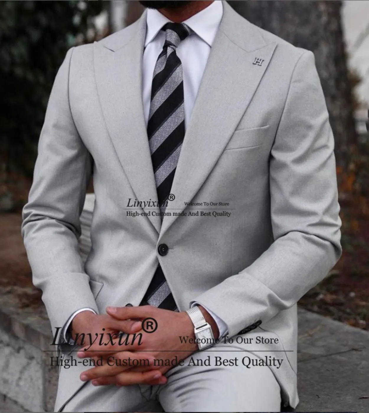 Abiti classici grigi da uomo con risvolto a punta formale da ufficio blazer da sposa sposo smoking 2 pezzi giacca pantaloni Cost