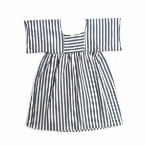 Abito Beige E Blu A Righe Bambina