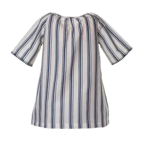 Abito Bianco A Righe Blu Bambina