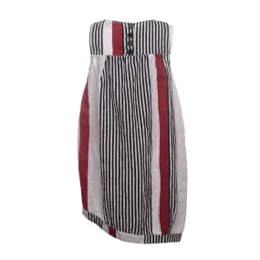 Abito Girl Bianco A Righe Nere E Strisce Rosse