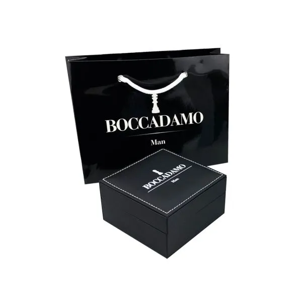 Bracciale a maglie cestina e cordino in pelle rossa    