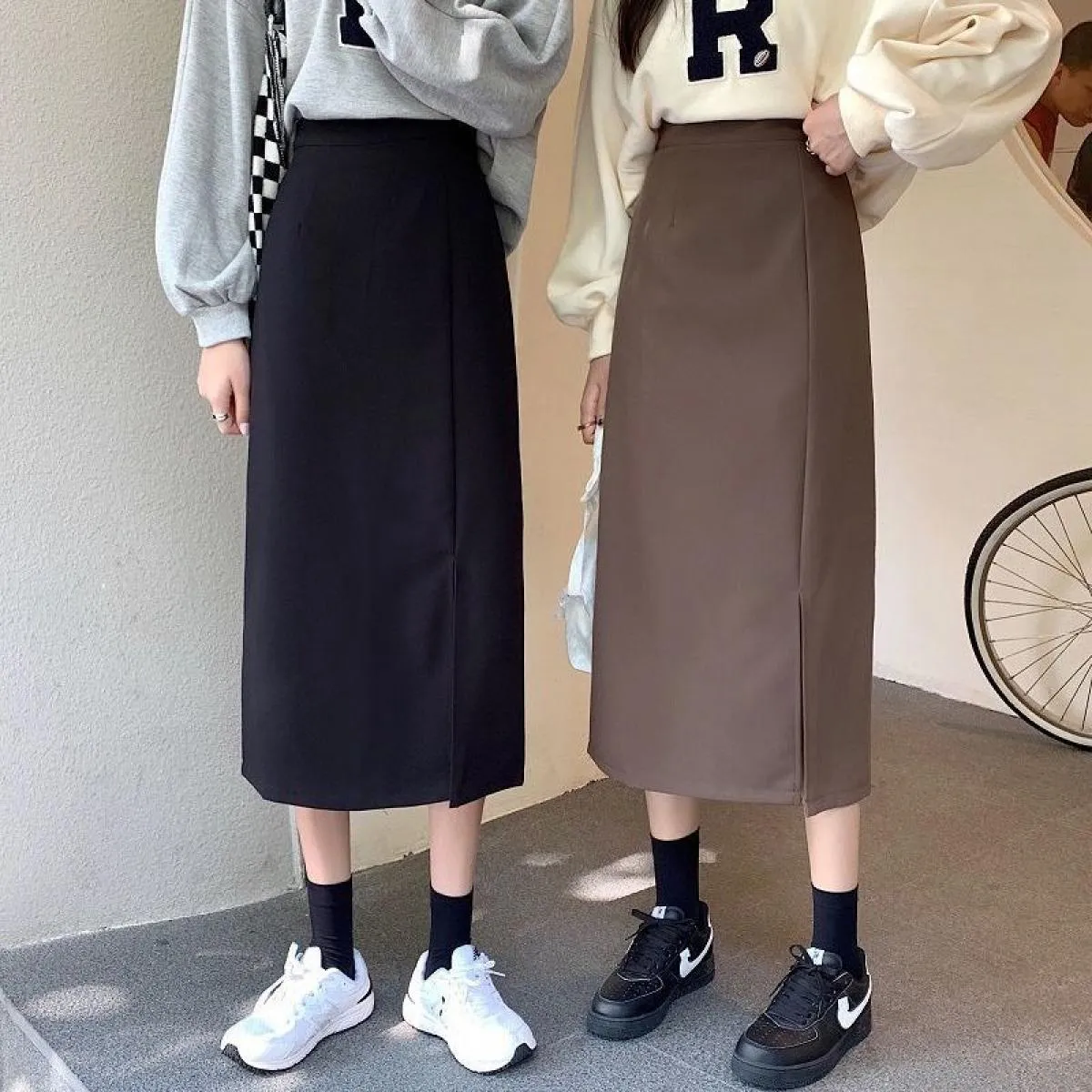 Gonne Donna Solido Moda Harajuku Amici Studente Temperamento Tutti abbinati Stile slim Vintage Elegante Design impero Autunno Ch