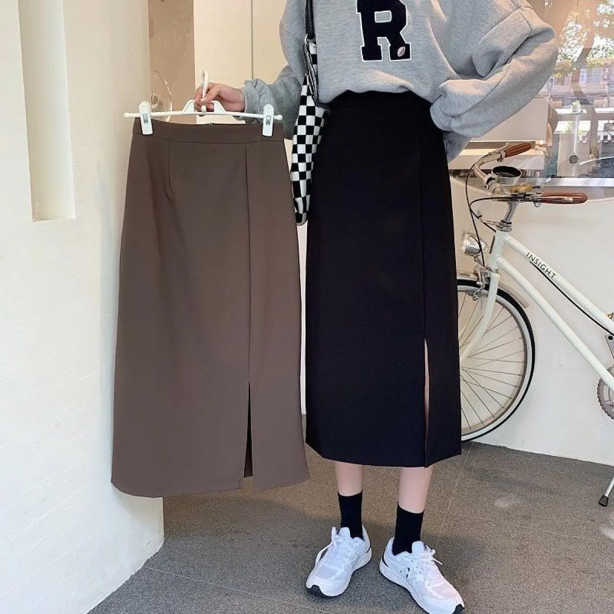 Gonne Donna Solido Moda Harajuku Amici Studente Temperamento Tutti abbinati Stile slim Vintage Elegante Design impero Autunno Ch