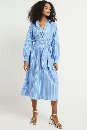 River Island - Abito chemisier midi con A righe a palloncini